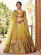 Tulsi Art Outstanding Yellow Sequins Chinon Haldi Wear Lehenga Choli | Grocsy