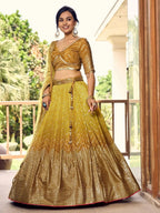 Tulsi Art Outstanding Yellow Sequins Chinon Haldi Wear Lehenga Choli | Grocsy