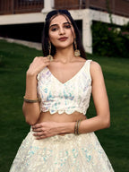 Tulsi Art Astonishing Off-White Sequins Net Lehenga Choli With Dupatta | Grocsy