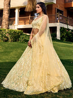 Tulsi Art Attractive Yellow Sequins Net Function Wear Lehenga Choli With Dupatta | Grocsy