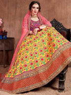 Tulsi Art Yellow Embroidered Silk Bridal Lehenga Choli With Dupatta | Grocsy