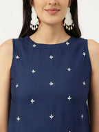 Joban Fashion Navy Blue Rayon and Embroidered Work Straight Kurta Bottom Set | Grocsy