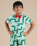 Snakes and Ladders Boys Green Table Print Shirt from Siblings Collection | Grocsy
