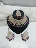 Joban Fashion Women Purple Stone Work Necklace Set | Grocsy