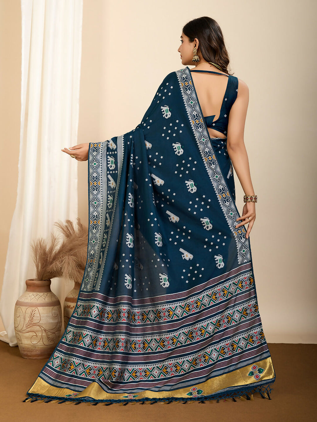 Blue Soft Silk Woven Meenakari Designer Saree - Vedanti | Grocsy