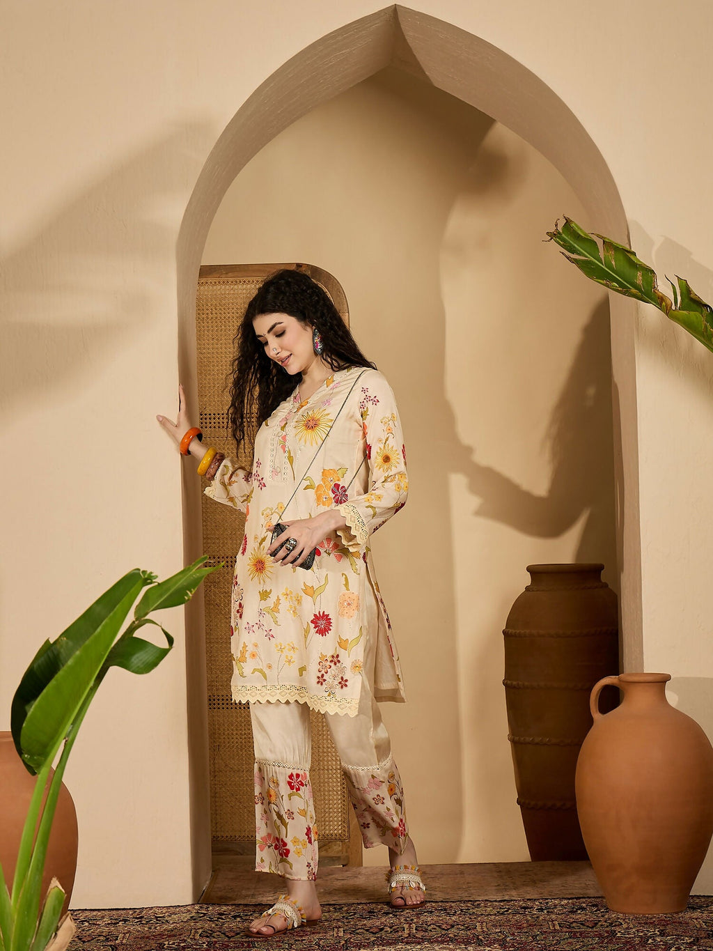 Joban Fashion Printed Cream Pure Cotton Cord Set | Grocsy