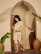 Joban Fashion Printed Cream Pure Cotton Cord Set | Grocsy