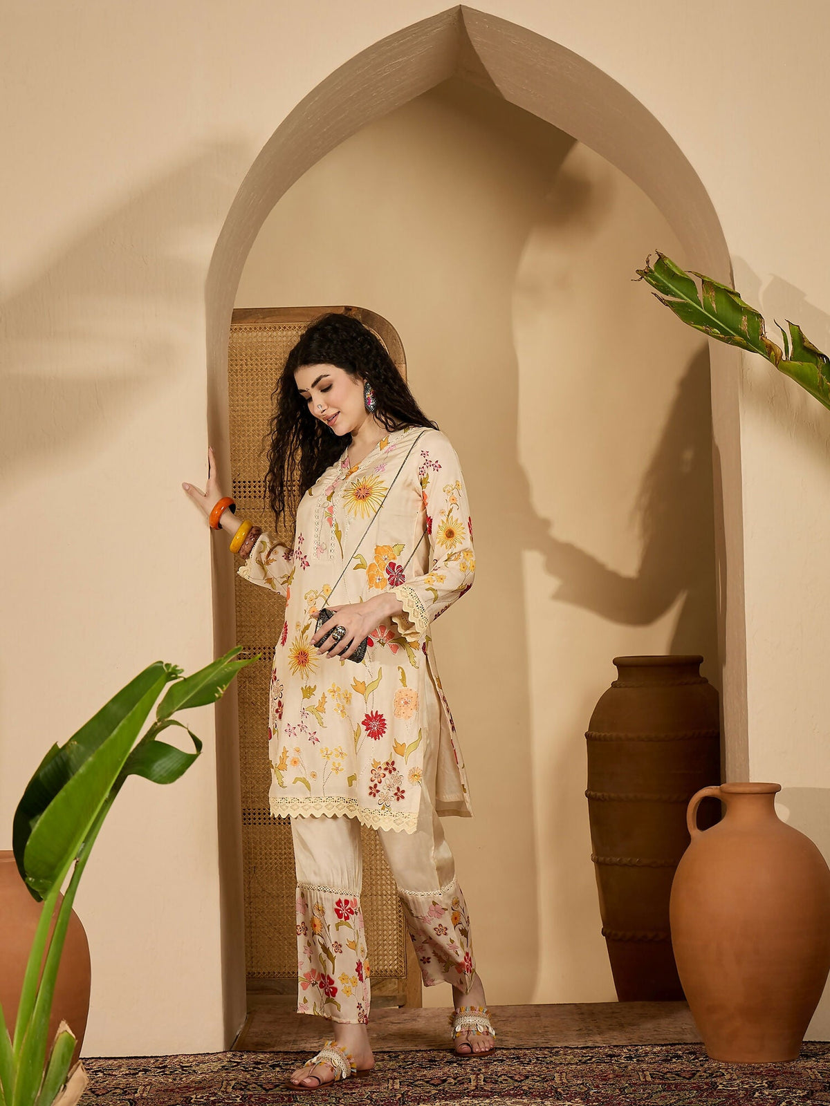 Joban Fashion Printed Cream Pure Cotton Cord Set | Grocsy
