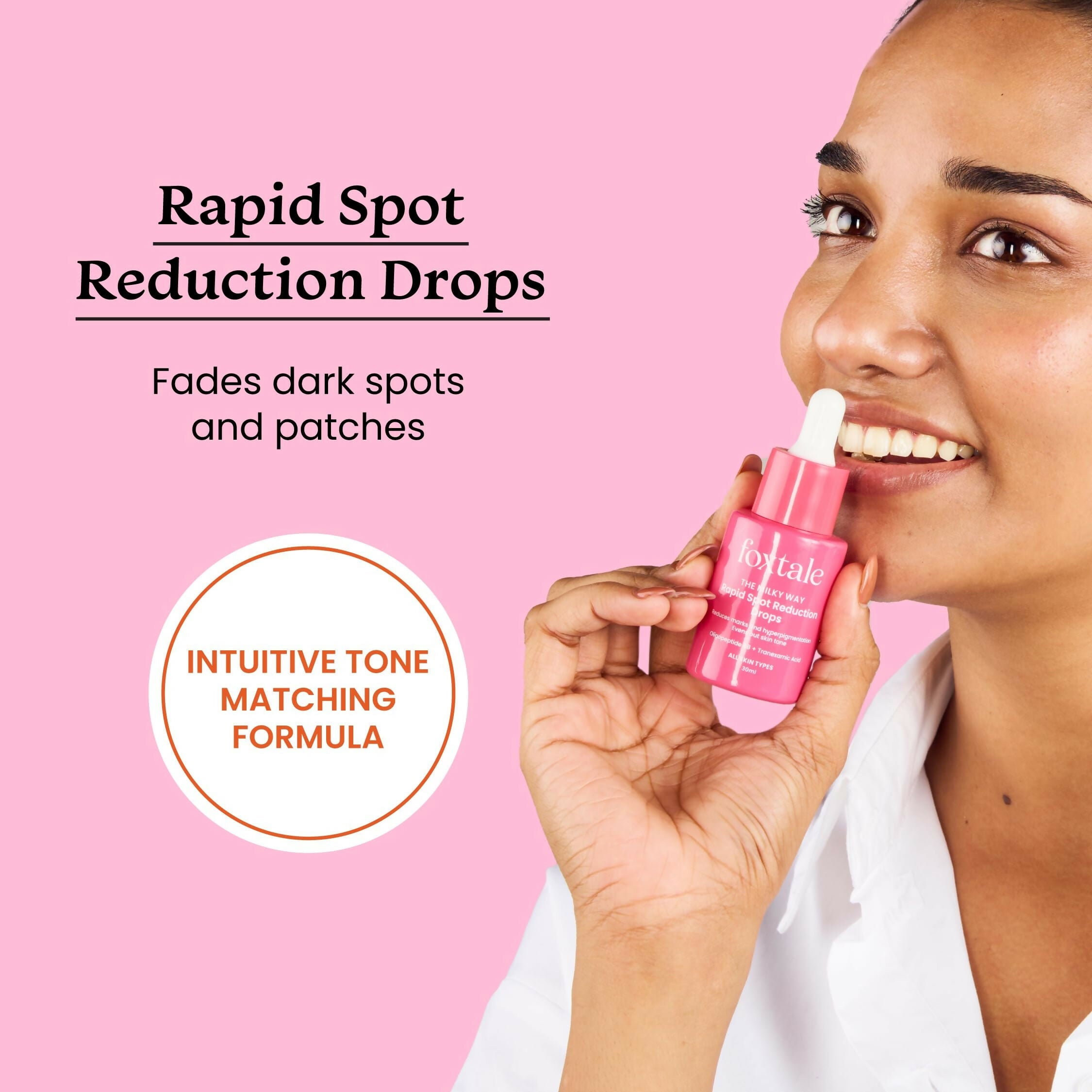 Foxtale Milky Way Rapid Spot Reduction Drops with 3% Tranexamic Acid Serum & Niacinamide - Reduces Marks and Hyperpigmentation, Evens Out Skin Tone | Grocsy