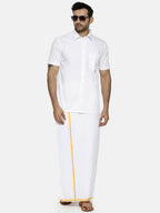 Ramraj Cotton Mens Half Sleeve Formal 100% Cotton White Shirt | Grocsy