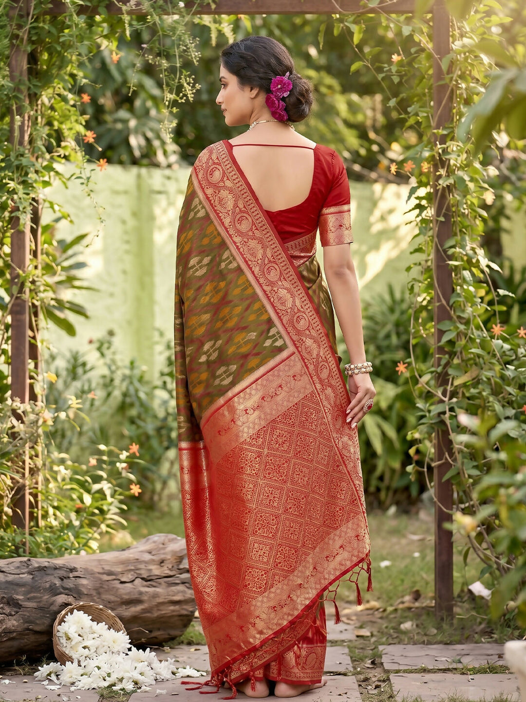 Shree Shyam Fashion Mehndi Soft Silk Saree | Grocsy