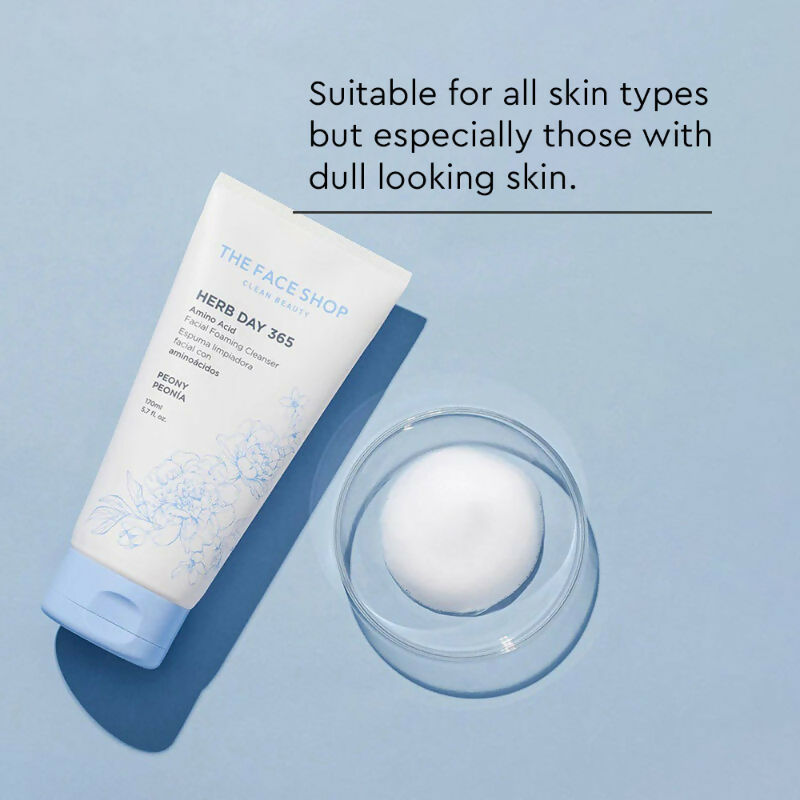 The Face Shop Herb Day Amino Acid Face Wash, Gentle Cleanser that Exfoliates & Brighten Skin - Korean Skincare | Grocsy