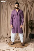 Purple Rayon Thread Embroidery Work Kurta Set - Mahotsav | Grocsy