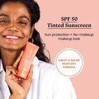 Foxtale Tinted Sunscreen SPF 50 PA++++ & Primer Shade 1 - Deep, Water Resistant with Dry-Touch Finish, Blurs Out Pores | Grocsy