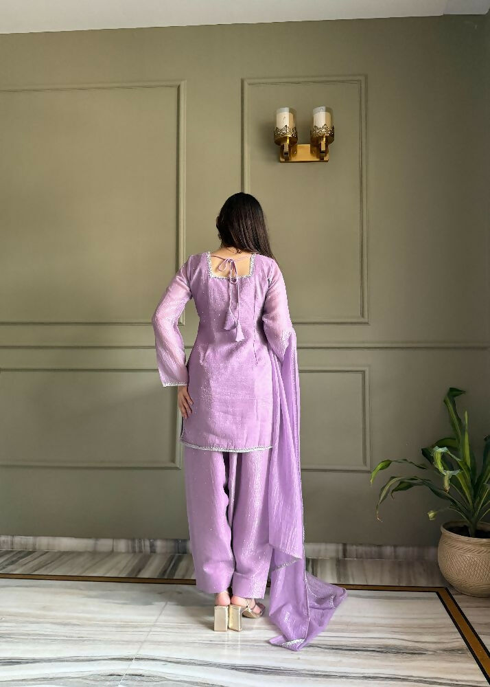 Teeya Creation Lavender Color Crunchy Silk Party Wear Salwar Suit | Grocsy