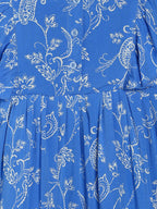 Manet Girls Cotton Frill Sleeve Frock Big Flower Print - Blue | Grocsy