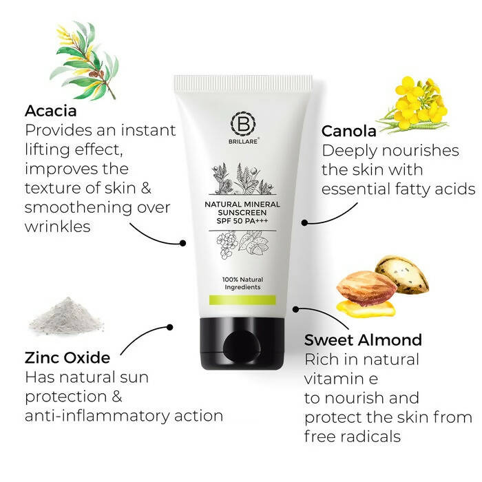 Brillare Natural Mineral Sunscreen Spf 50 | Grocsy