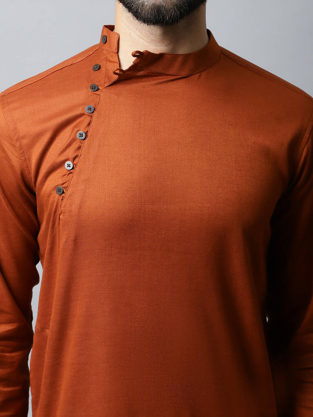 Even Apparels Brown Color Pure Cotton Men's Kurta With Side Placket (SLD1137) | Grocsy