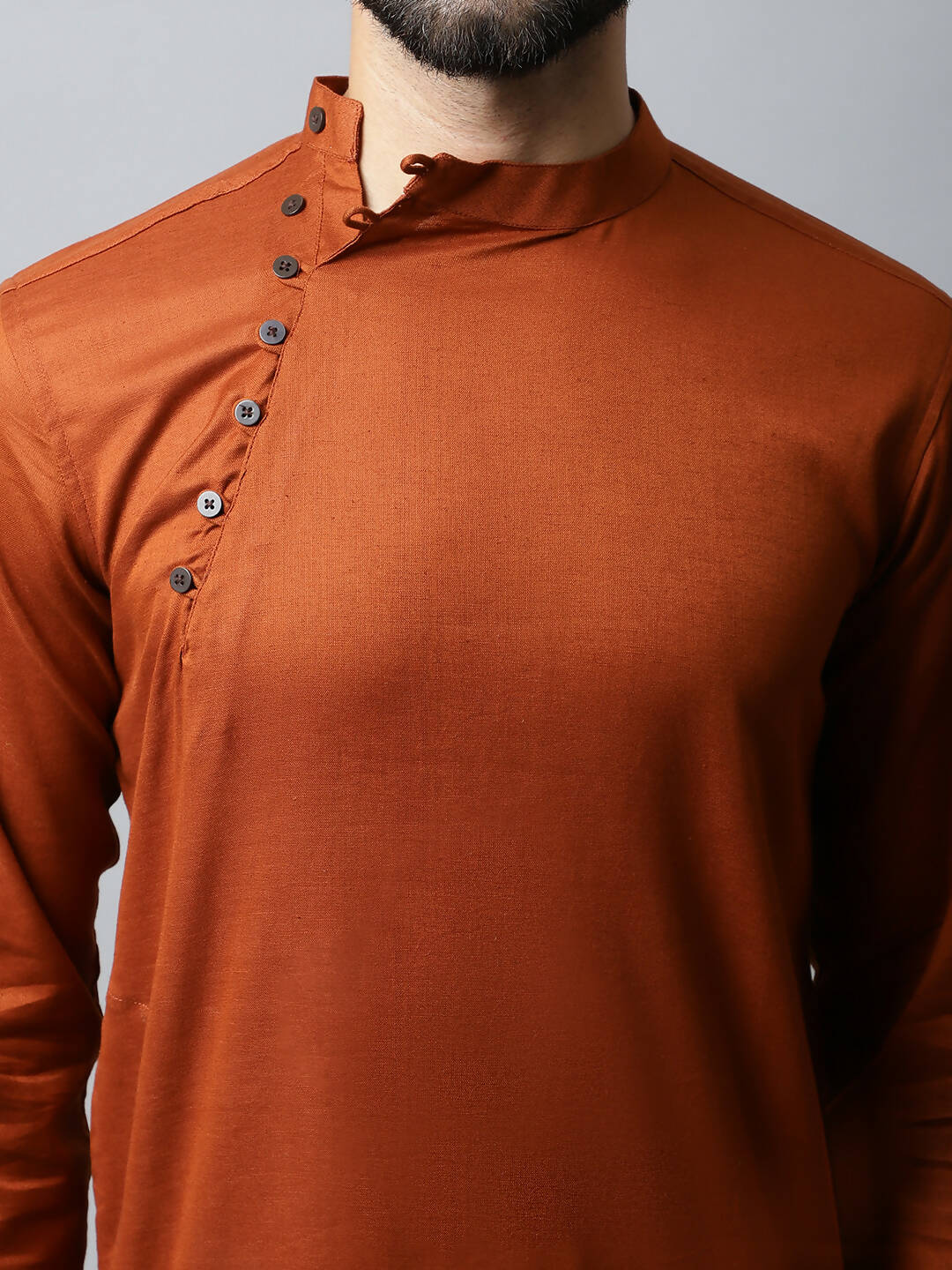 Even Apparels Brown Color Pure Cotton Men's Kurta With Side Placket (SLD1137) | Grocsy