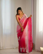 Pink Georgette Pedding Color, Embroidery Work Party Wear Saree - Erisha | Grocsy