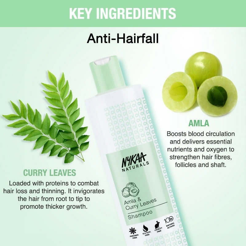 Nykaa Naturals Longer & Thicker Hair - Free Shampoo With Amla, Curry Leaves & Coconut Oil | Grocsy