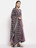 Myshka Women's Green Cotton Solid 3/4 Sleeve Round Neck Casual Kurta Dupatta Set | Grocsy