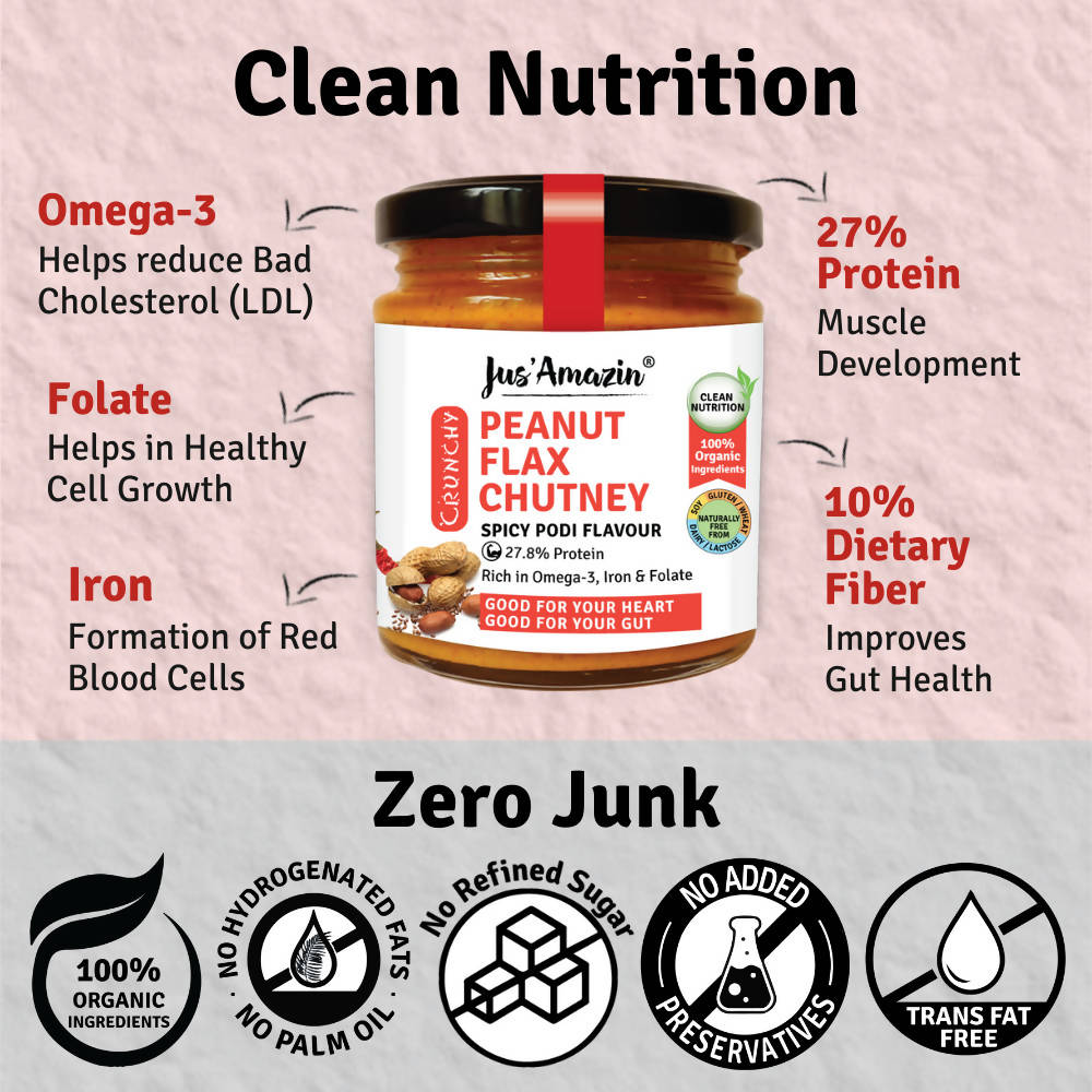 Jus Amazin Peanut Flax Chutney | Grocsy