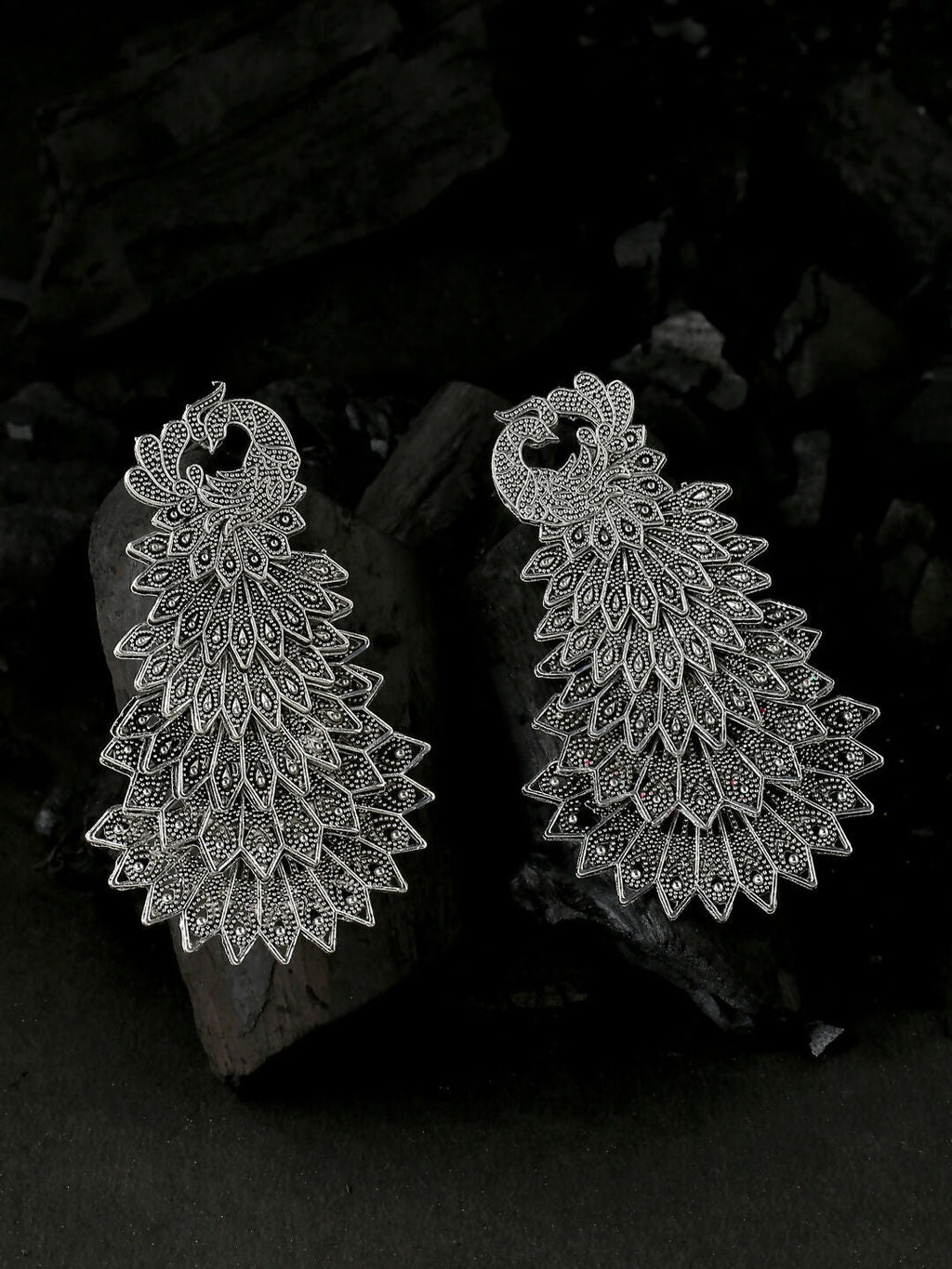 NVR Women Silver Toned Contemporary Drop Earrings | Grocsy