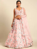 House of Panchhi Pink Net Sequins and Zarkan embroidery Lehenga choli & Dupatta | Grocsy