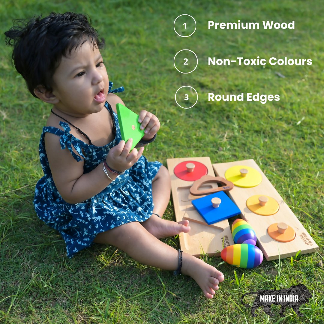 Nesta Toys Wooden Egg Shaker (Rattle) & Teether Combo - Baby Shower Gift| Newborn Toy | Grocsy