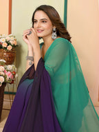 Sea Green Georgette Pedding Color Printed Ready To Wear Saree - Aalaya | Grocsy