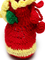 Chutput Kids Woollen Hand Knitted Flower Decor Booties - Red | Grocsy