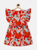 Manet Girls Cotton Frill Bow Frock Printed - Multicolour | Grocsy
