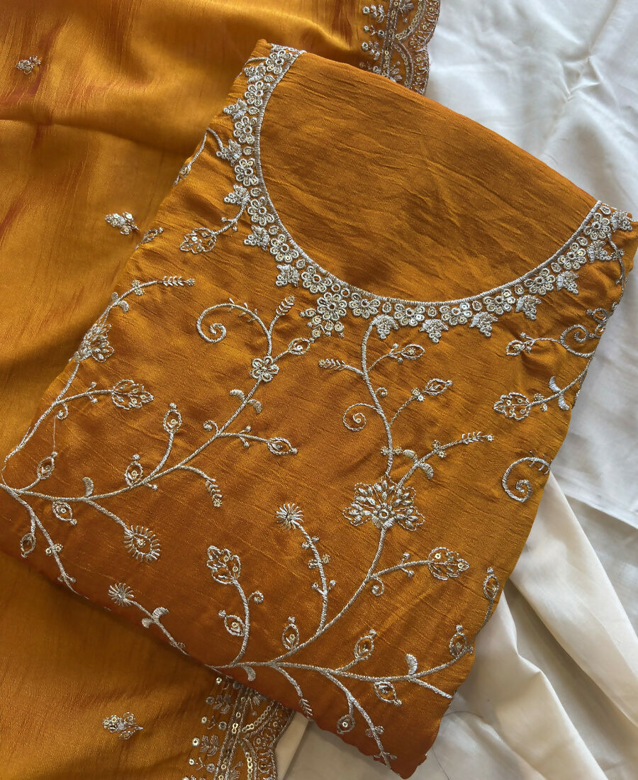 KC Yellow Silk Straight Suit For Women Heavy Embroidery Work | Grocsy