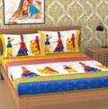 Vamika Printed Cotton Multicolor Beautiful Design Bedsheet With Pillow Covers (LEOC_KATP_Y) | Grocsy