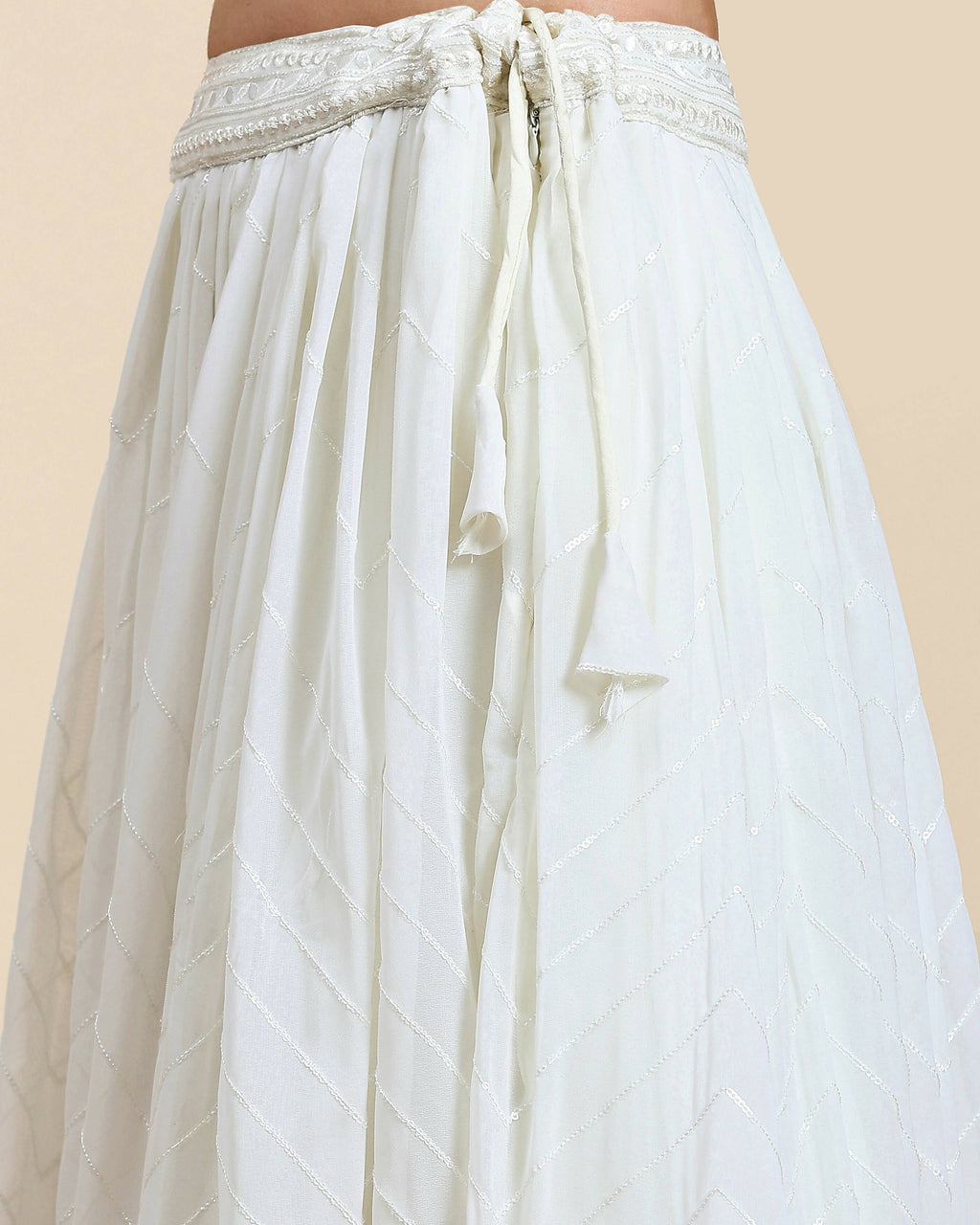 White Pure Viscose Georgette Sequence Embroidery work Lehenga Choli with Dupatta - Aakriti | Grocsy