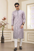 Raivat Ethnic Art Silk Thread Work Kurta Pajama In Purple Colour | Grocsy
