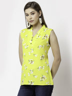 Myshka Printed Sleeveless V-Neck Casual Cotton Top For Women | Grocsy