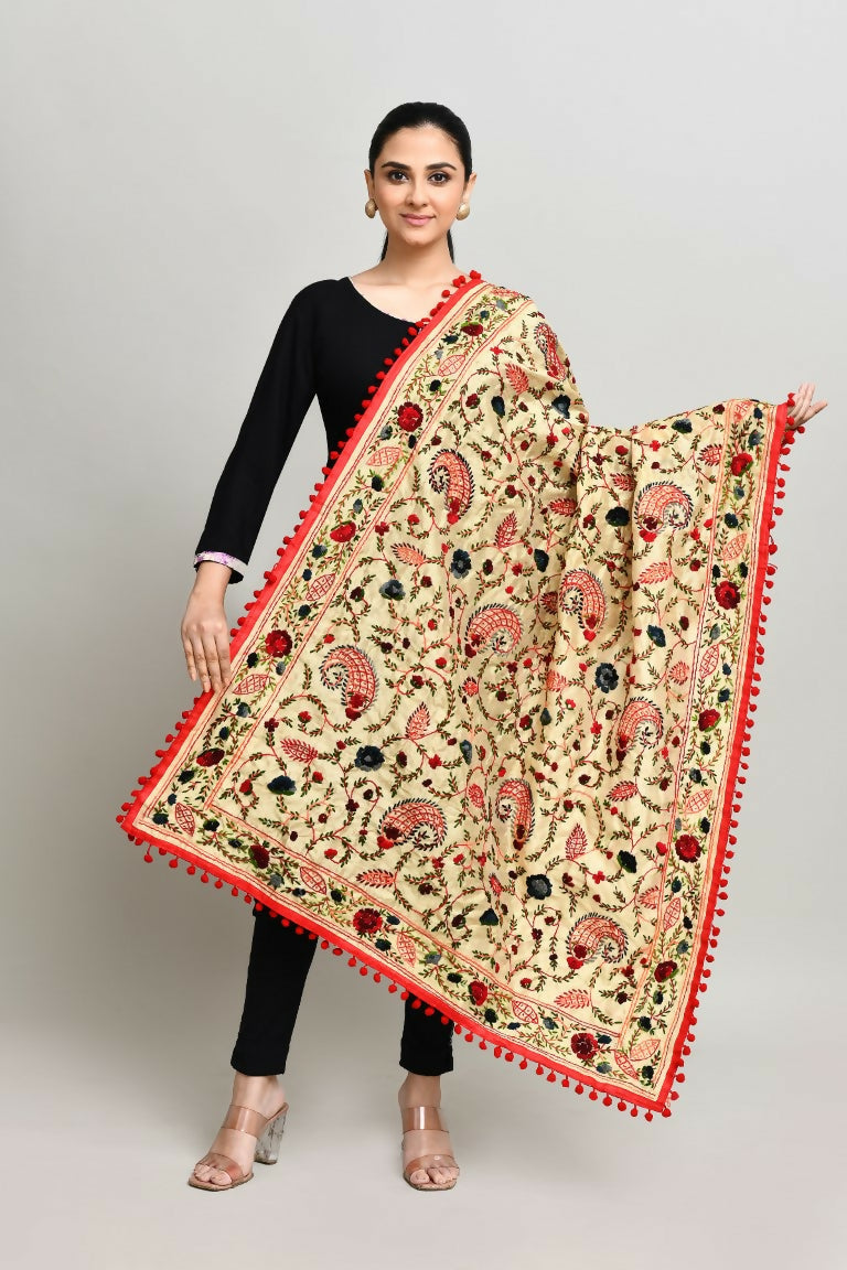 Joban Fashion Multi Color Cotton Embroidery Work Phulkari Dupatta | Grocsy