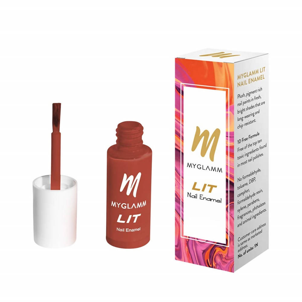 MYGLAMM LIT Flawless Texture Nail Enamel - Boi Bye - Red Shade (7 Ml) | Grocsy