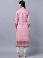 Myshka Women Pink Red Ethnic Motifs Printed Kurta | Grocsy