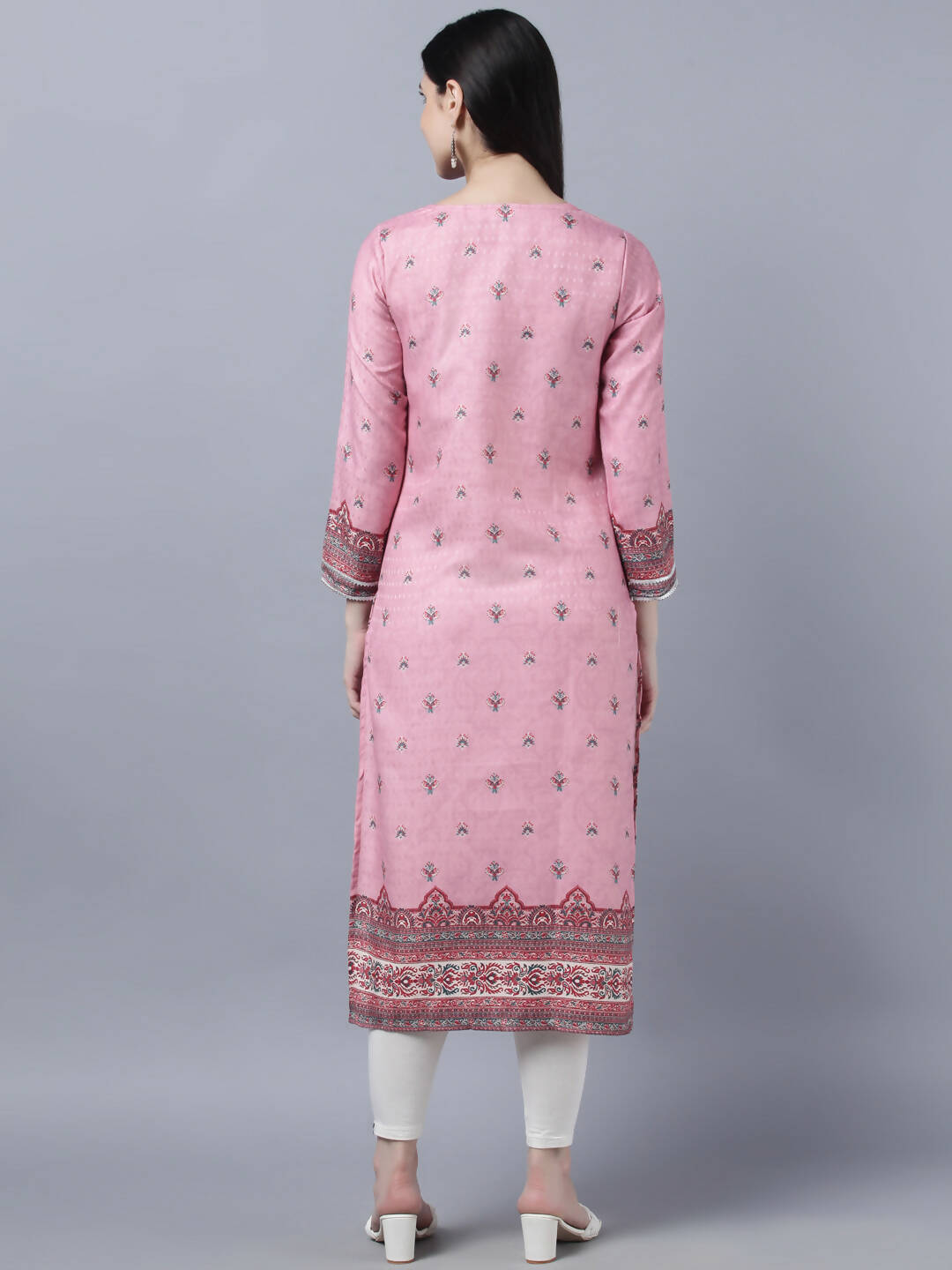 Myshka Women Pink Red Ethnic Motifs Printed Kurta | Grocsy