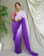 Vamsee Antara Purple Georgette Saree | Grocsy