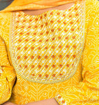 Yufta Women Mustard Handblock Printed Kurta with Trouser & Dupatta | Grocsy