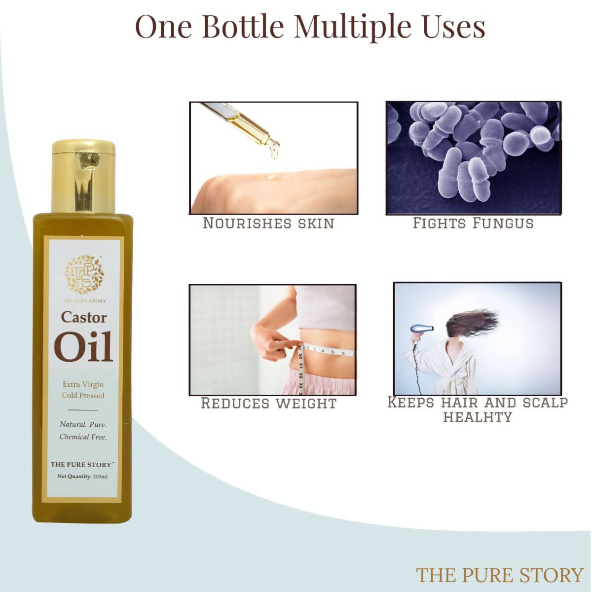 The Pure Story Natural Cold Pressed Castor Hair Oil | Grocsy