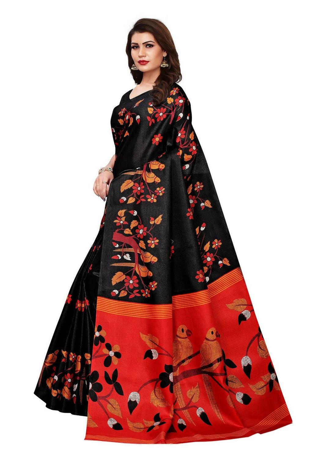 Vamika Black Kalamkari With Jhalar Khadi Silk Saree | Grocsy