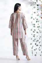 Breathables Women’S Pink Cotton Stripes Loungewear Co-Ord Set | Grocsy