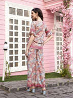 Red Rayon Floral Printed Top with Matching Bottom - Eesha | Grocsy