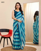 Blue Georgette Designer Printed Ready To Wear Saree - Ibiza | Grocsy