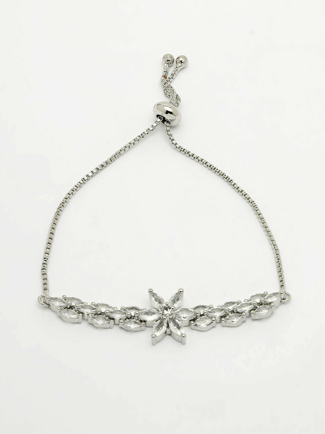 NVR Women Silver-Plated American Diamond Studded Rakhi With Roli Chawal | Grocsy
